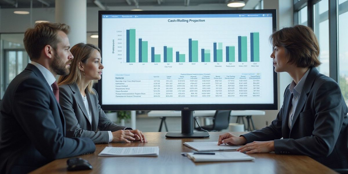 Cash flow projection spreadsheet showing 13-week forecast