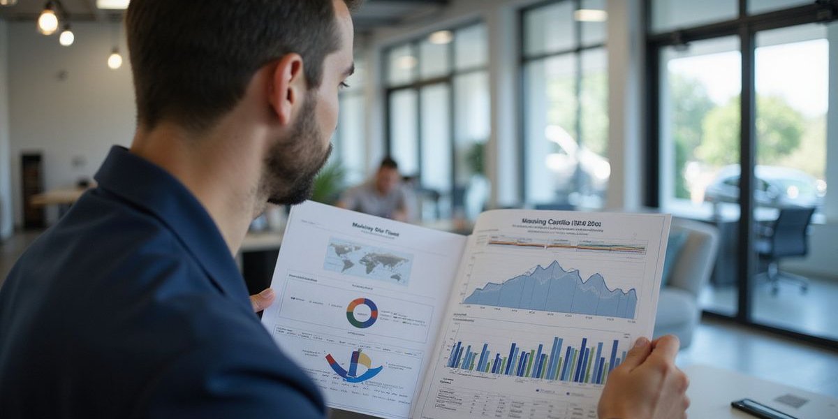 Dallas business owner analyzing cash flow charts to determine best financing option