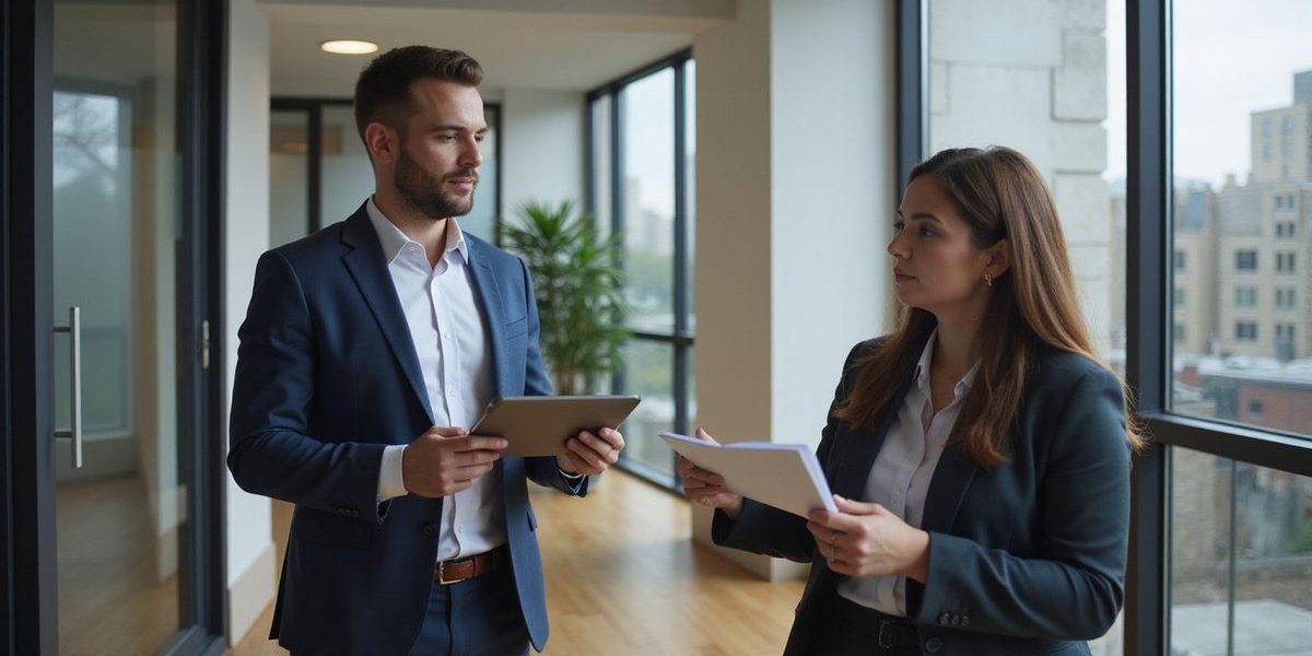 Dallas business owner reviewing line of credit terms with financial advisor in office meeting