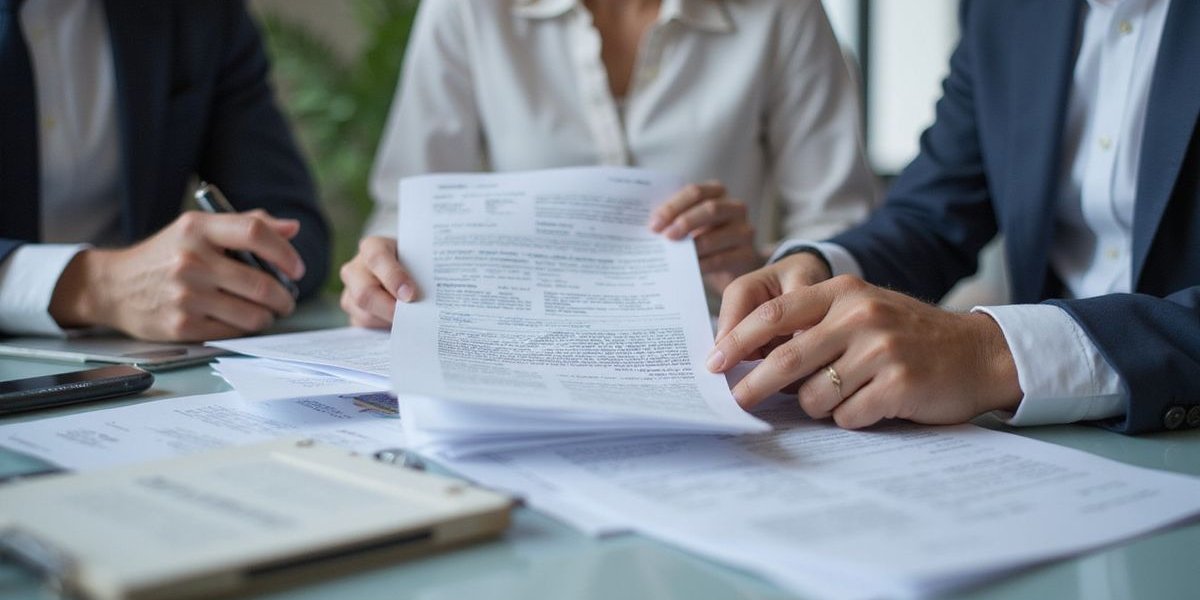 Stack of business bank statements being reviewed for loan application